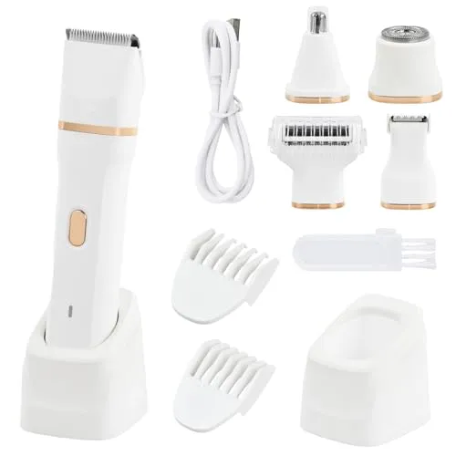 Mapille Rasierer Damen, 5-in-1 Intimrasierer für Frauen Damenrasierer Elektrisch IPX7 Wasserdicht Damen Bikini Trimmer Gesichtshaarentferner für Frauen für Bikinizone Achseln Beine, USB-Aufladung