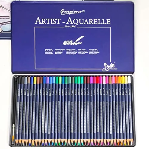 rokrist Aquarellstifte Set – 36 Stück Buntstifte mit Pinsel für Kreative Malerei und Aquarelltechniken für Kinder und Erwachsene