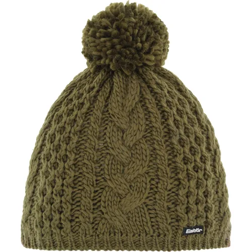 Eisbär Afra Pompon Mütze khaki green (667) one - Damen Mütze für Winteraktivitäten, aus mulesingfreier Merinowolle und Polyacryl, mit flauschigem Pompon und kuscheligem Fleece-Innenband für optimale Wärme und Tragekomfort.