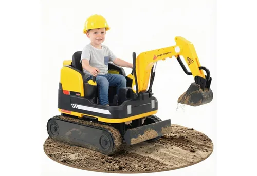 HECHT Elektro Kinderbagger für Kinder ab 3 Jahren – Aufsitzbagger mit Fernbedienung und 12V Akku