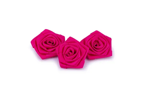 Creativery Streudeko, Satinrosen 6cm zum Basteln & Aufnähen 3 Stück Fuchsia / Pink