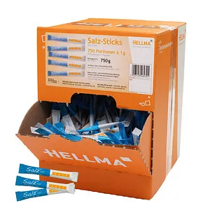 Hellma Salzsticks 750 x 1g – Praktisches Tafelsalz im Stick - Praktisches Tafelsalz in handlichen Sticks, ideal für unterwegs und perfekt portionierbar. Ideal für jede Mahlzeit.