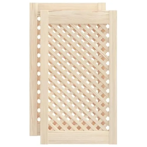 vidaXL Schranktüren 2 Stk. aus Kiefernholz mit Gitter-Design - Diese 2 Schranktüren aus massivem Kiefernholz mit elegantem Gitter-Design verleihen jedem Raum einen Hauch von Stil. Ideal für die Luftzirkulation und vielseitig einsetzbar in verschiedenen Möbeln.