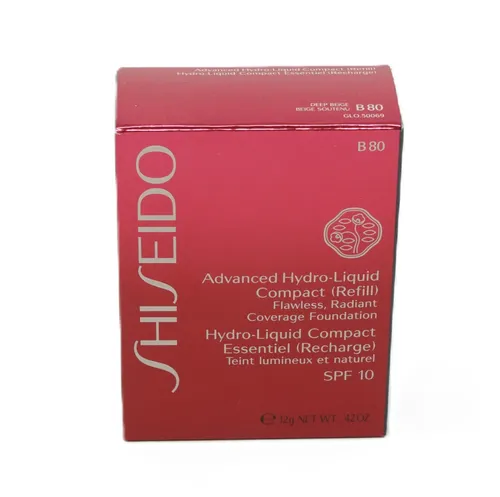 Shiseido Advanced Hydro-Liquid Compact Refill Foundation SPF10 12g Deep Beige B8 - Hochwertige Nachfüllfoundation für einen gleichmäßigen Teint. Leicht aufzutragen, ideal für unterwegs und sorgt für ein frisches Hautbild. Perfekt für den täglichen Gebrauch.