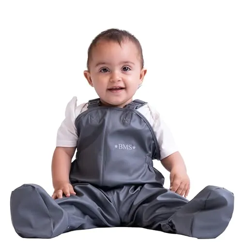 BMS Babybuddy - cool grey | Wasserdichte Krabbelhose für Jungen - Hosen für Baby-Jungen, 100% wasserdicht und schadstoffgeprüft, ideal für kleine Entdecker von 8 bis 16 Monaten.