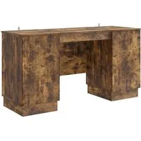 vidaXL Schreibtisch Geräucherte Eiche 142,5 x 50 x 75 cm - Moderner Schreibtisch in geräucherter Eiche, ideal für flexibles Arbeiten und stilvolle Wohnräume. Robuste Bauweise mit viel Stauraum für eine aufgeräumte Umgebung – perfekt für Home Office oder kreative Bereiche.