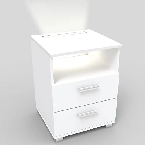 Mila Nachtkonsole mit LED Licht von kalb Material für Möbel