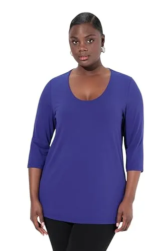Ulla Popken Damen Shirt mit tiefem Rundhalsausschnitt von Ulla Popken