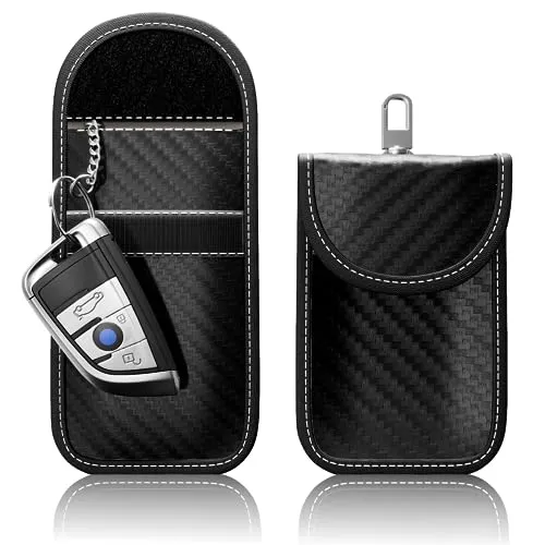 Stück FOAMO Keyless Go Schutz Autoschlüssel Funkschlüssel RFID Abschirmung Blocker Schlüssel-Tasche Schlüsseletui Carbon Schwarz Weiß 2
