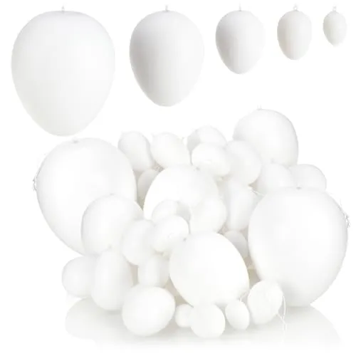 com-four® 72x weiße Deko-Ostereier aus Kunststoff - große und kleine Plastikeier zum Anmalen und Aufhängen - Kunststoffeier-Dekoration zu Ostern