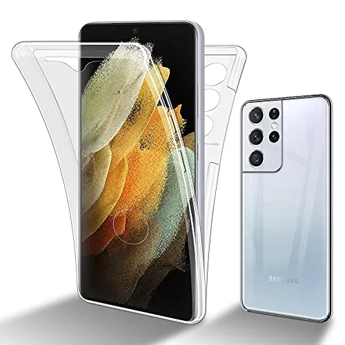 Cadorabo Hülle kompatibel mit Samsung Galaxy S21 Ultra Schutzhülle TPU Silikon Case 360 Slim Kratzfest Weiche Gummi mit Rundumschutz Case Hülle für Galaxy S21 Ultra in Transparent