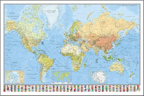 Weltkarte Poster in blau von Close Up