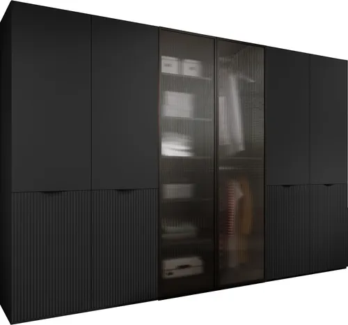 Drehtürenschrank Minewra 300 Flutes in schwarz von MOEBLO