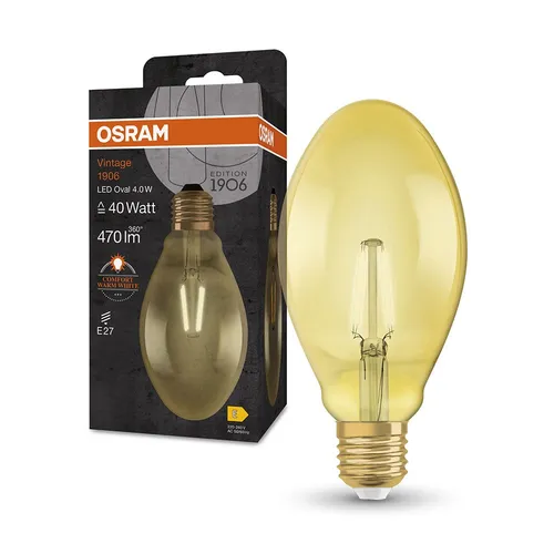 Osram LED Filament Oval Vintage 1906 4W =40W E27 Gold 470lm extra warmweiß 2400K