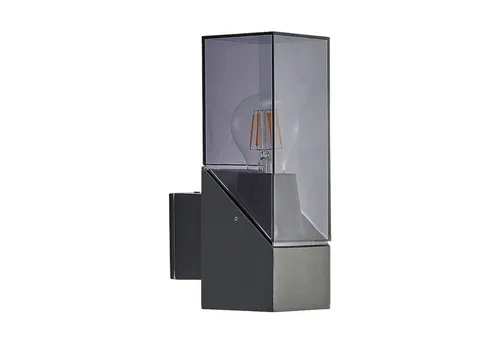 Lucande Außen-Wandleuchte Fiola, dimmbar - Moderne Außenwandleuchte aus anthrazitfarbenem Aluminium, ideal für Eingangsbereiche. Sie ist dimmbar und sorgt für stimmungsvolles Licht mit E27-Fassung. Leuchtmittel nicht enthalten.