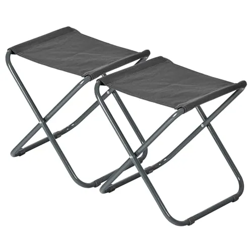 Harbour Housewares Klassische Klapphocker - Grau (Pack von 2) - Stühle & Strandkörbe mit rutschfesten Stoßfängern für erhöhte Stabilität und Sicherheit – ideal für Camping und Outdoor-Aktivitäten.