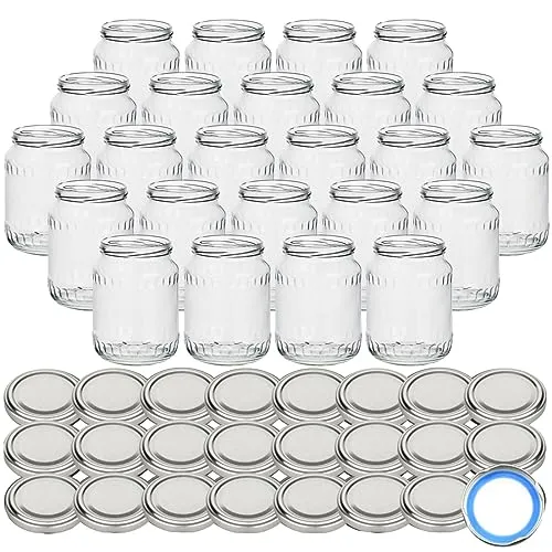 gouveo 24er Set Einmachgläser 720 ml mit Schraubdeckel - Einmachgläser für kreative Küchenideen: Ideal zum Einwecken von Marmelade und Konserven, BPA-frei und mehrfach wiederverwendbar!