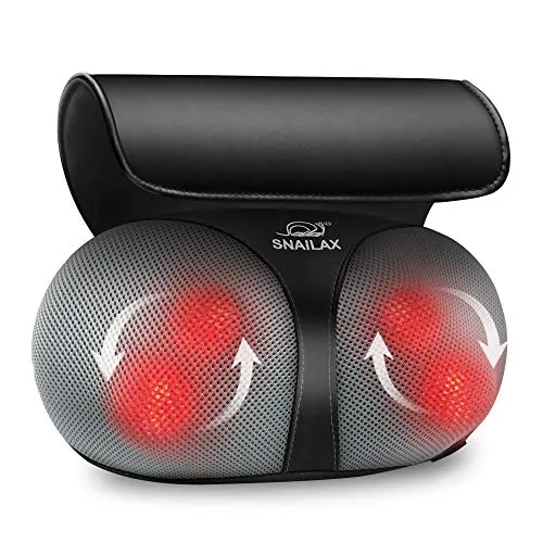 Snailax Massagekissen mit Wärmefunktion, Shiatsu Massagegerät für Nacken, Schulter, Rücken, Nackenmassagegerät mit 3D-Rotierenden Massageköpfen für Zuhause/Büro, Geschenke für Männer/Frauen