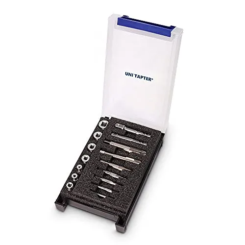 Uni Tapter® WH1000/16 Gewindebohrer-Aufnahme Satz 16 tlg. - Handgewindebohrer Set für präzises Gewinde schneiden von M3 bis M12, inkl. Vierkantaufnahme und praktischem Zubehör für komfortables Arbeiten.