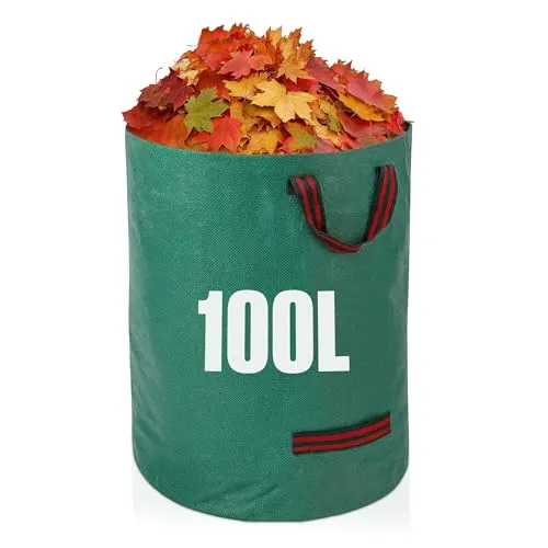 GroundMaster Runder Gartenabfallsack 100 Liter - Gartensack Stabil, Robust & Verstärkt - Big Bag Laubsack - Garten Abfallsack - Mehrzweck Großer Sack für Gartenabfälle, Bauschutt, Rasen usw.