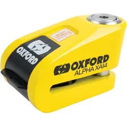 Oxford Alpha XA14 Bremsscheibenschloss - Gelb für Männer - Motorradzubehör mit superstarkem Alarm-Scheibenschloss, 110dB lauter Alarmsirene und doppelt gesichertem Chassis für maximalen Diebstahlschutz.