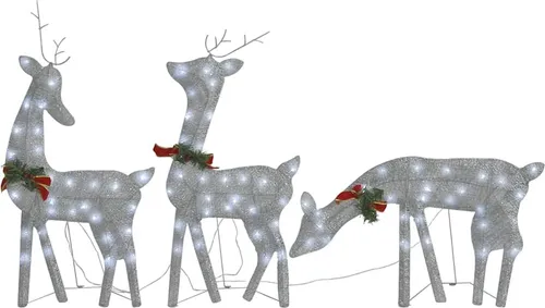 vidaXL LED-Rentiere Weihnachtsdeko 270x7x90 cm Silbern Kaltweiß