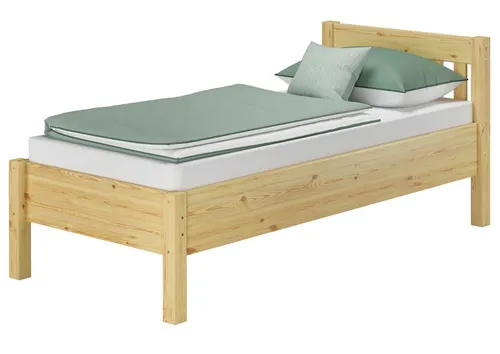 ERST-HOLZ Massivholzbett 100 x 200 cm für Senioren - Hohes Kiefernholzbett mit verstellbarer Auflagenleiste für optimale Matratzenhöhe, ideal für bequemes Aufstehen und Liegen.