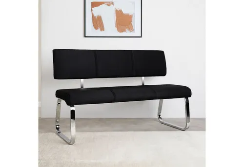 IDIMEX Essbank VILAS - Gepolsterte Sitzbank für 3 Personen - Essbank schwarz mit Rückenlehne, ideal für gemütliche Esszimmeratmosphäre. Bequeme Sitzhöhe von 48 cm und stilvolles Design.