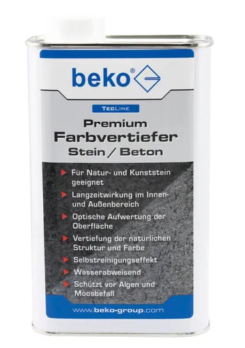 TecLine Premium-Farbvertiefer Stein/Beton 1 l - Farben & Lacke - Ideal für Natur- und Kunststein, bietet langanhaltenden Schutz mit seidenglänzender Oberfläche und selbstreinigendem Effekt.