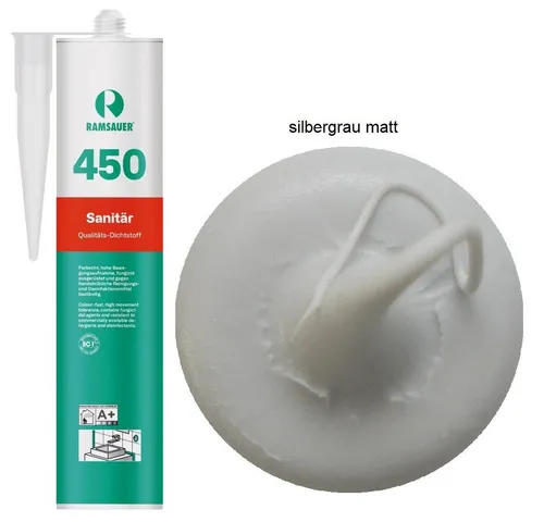Ramsauer Dichtstoff Ramsauer 450 Sanitär Silicon Fugen Dichtstoff 310ml Kartusche, gebrauchsfertig, chemisch widerstandsfähig, schnellhärtend, UV-beständig,pilzhemmend