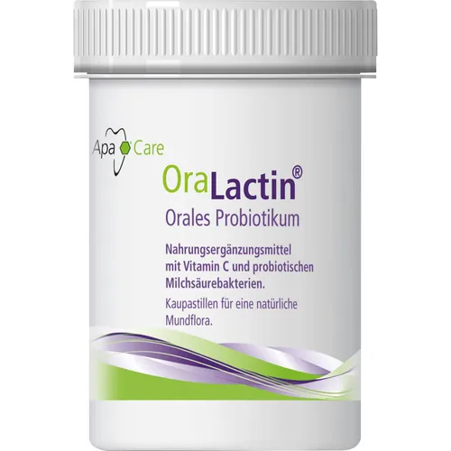 ApaCare OraLactin Kaupastillen | Regeneration + Stabilisierung einer gesunden Mundflora | Orales Probiotikum | Kaupastillen mit Vitamin C und Milchsäurebakterien | Mundgeruch bekämpfen | 30 Tabletten