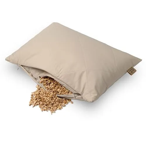 MinkovHOME Dinkelkissen, Ergonomisch, Atmungsaktiv, Weicher Baumwoll-Steppbezug, Nackenkissen mit Bio-Füllung, 30 x 40 cm