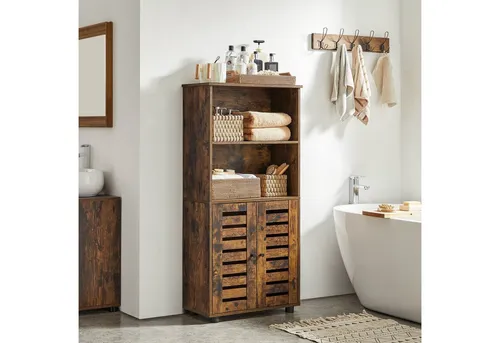 Bücherregal Küchenschrank BBK161T01 mit Lamellentüren von VASAGLE