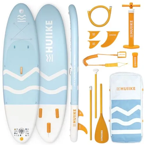 HUIIKE Stand Up Paddling Board mit Zubehör, Paddel, Finnen, Pumpe. Paddle Sup Board Aufblasbar Hohe Stabilität und Widerstandsfähigkeit. 305 x 84 x 15 cm, Belastbar bis 130 kg