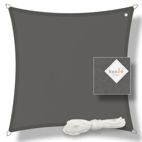 hanSe Sonnensegel 2x2m Graphit - UV-Schutz & Schatten - Sonnenschutz aus wetterfestem, atmungsaktivem Markengewebe. Schützt vor UV-Strahlen, kühlt die Umgebung um bis zu 32% und sorgt für ein angenehmes Klima. Ideal für Garten, Terrasse oder Balkon.
