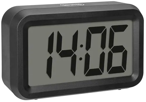 TFA Dostmann 60.2038.01 Quarz Wecker Schwarz - Wecker mit großem hybriden Display für optimale Lesbarkeit bei Tag und Nacht, ideal für ein pünktliches Aufstehen.