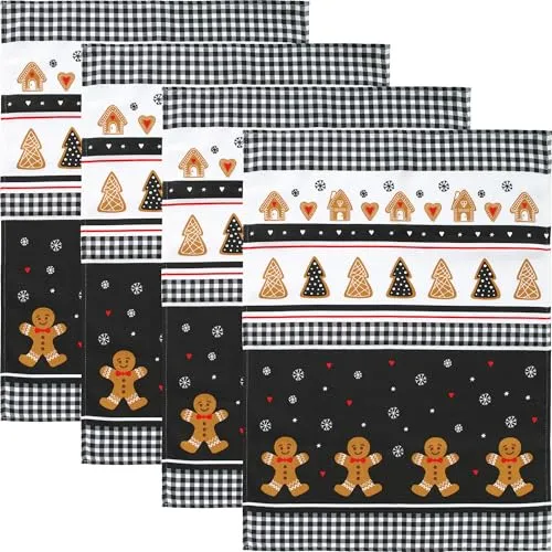 Erwin Müller Geschirrtuch 4er-Pack Baumwolle schwarz-braun-rot Größe 50x70 cm