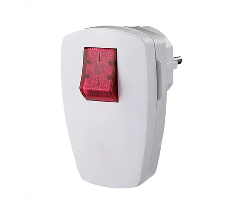 Bachmann Schutzkontaktstecker Stromadapter, 0 cm, mit Wippenschalter beleuchtet weiß, 911.273