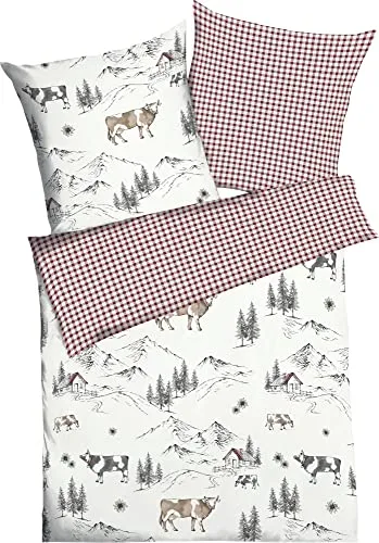 Kaeppel Wendebettwäsche Allgäu, 2-teilig mit Kühen in rot von Kaeppel