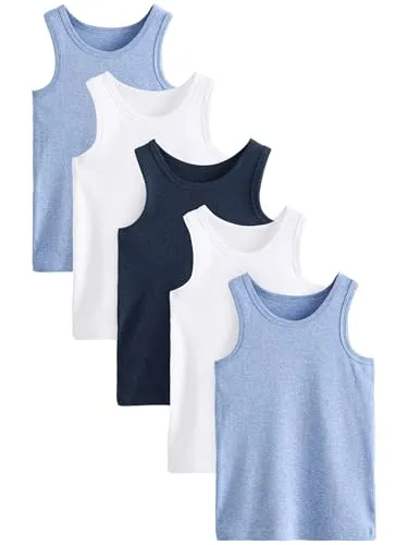 NEXT Jungen 5er-Pack Trägertops aus Biobaumwolle Blau 86-92