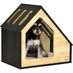 Pawhut Hundehütte aus Holz mit Kissen - Gemütliche Katzenhöhle - Hundehütte aus hochwertigem MDF und Spanplatte, inklusive weichem Kissen für optimalen Komfort. Ideal für kleine Hunde und Katzen, Maße: 60x40x59,2 cm.