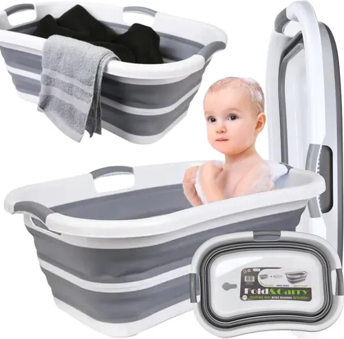 Faltbare Schüssel, Becken, Silikonbadewanne, groß, KOMFORTABEL MIT ABLAUF, neu