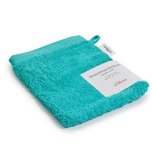 s.Oliver Waschlappen 16x21 cm - 100% Baumwolle, 600 g/m², weich & angenehm, Waschhandschuh türkis