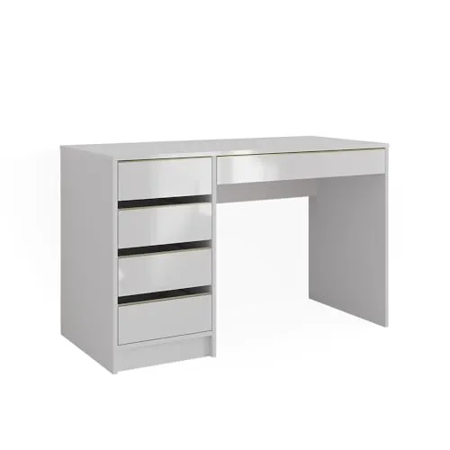 Vicco Schreibtisch Sherry in Weiß Hochglanz und Gold, 120 cm
