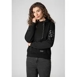 SUBLEVEL Kapuzenpullover Damen Hoodie mit auffälligen Prints auf Ärmel und Sweater, Kapuzensweatshirt mit Kängurutasche, mit Kapuze schwarz XXL