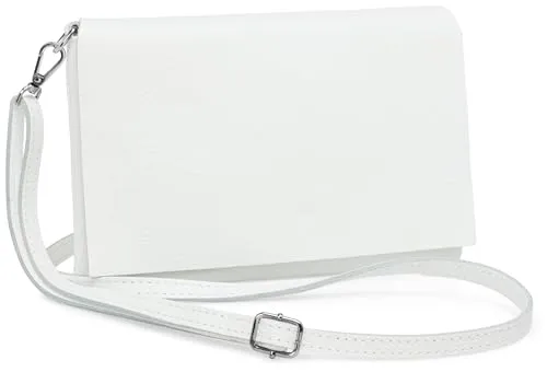 Caspar CLASSIC LINE Leder Clutch Abendtasche Damen in weiß von Caspar