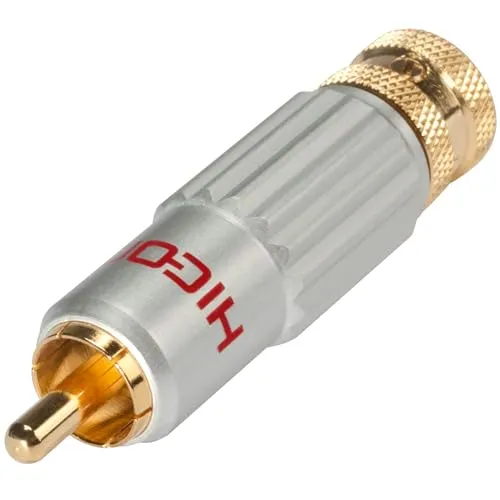 Hicon HI-CM13 Cinch-Stecker RCA mit Press-Spangen-Verriegelung rot kodiert - HI-CM13-RED