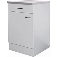 Flex-Well Classic Unterschrank Wito 50 cm Weiß - Küchenunterschrank für kleine Räume, pflegeleicht und robust dank melaminbeschichteter Oberflächen. Ideal für Büros und Wohnungen, mit Drehtür und Schubkasten für optimale Stauraumorganisation.
