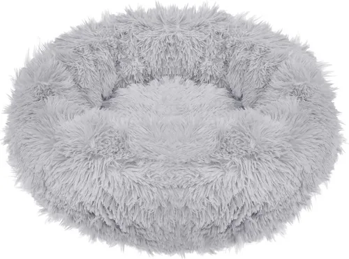 Plüsch Hundebett Katzenbett Hundekissen Hundekorb Schlafplatz Ø 90 cm - Grau