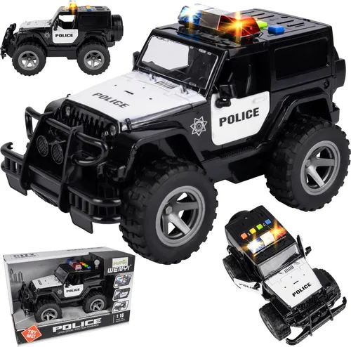 Malplay Polizeiauto Spielzeug Auto Sounds Licht für Kinder ab 3 Jahren Schwarz